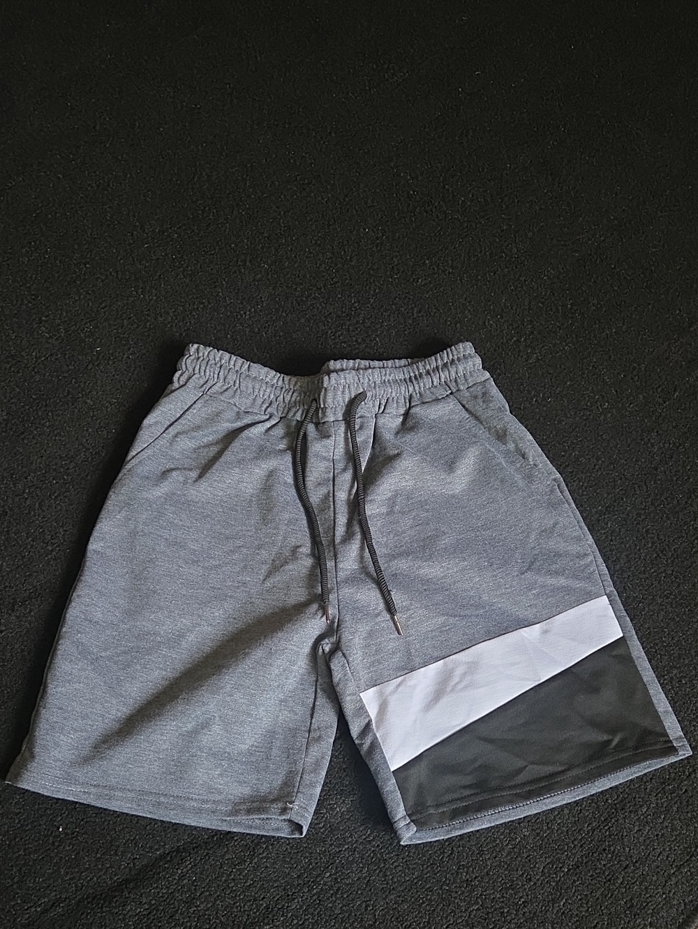 Source Unknown Grey Kids Athletic Shorts with White and Black Panel